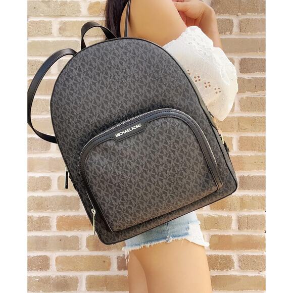 NWT Michael Kors Women Jaycee Logo Backpack (Black)-OS - Picture 2 of 8